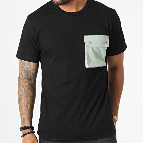 Tee Shirt Poche T8815 Noir Vert Kaki