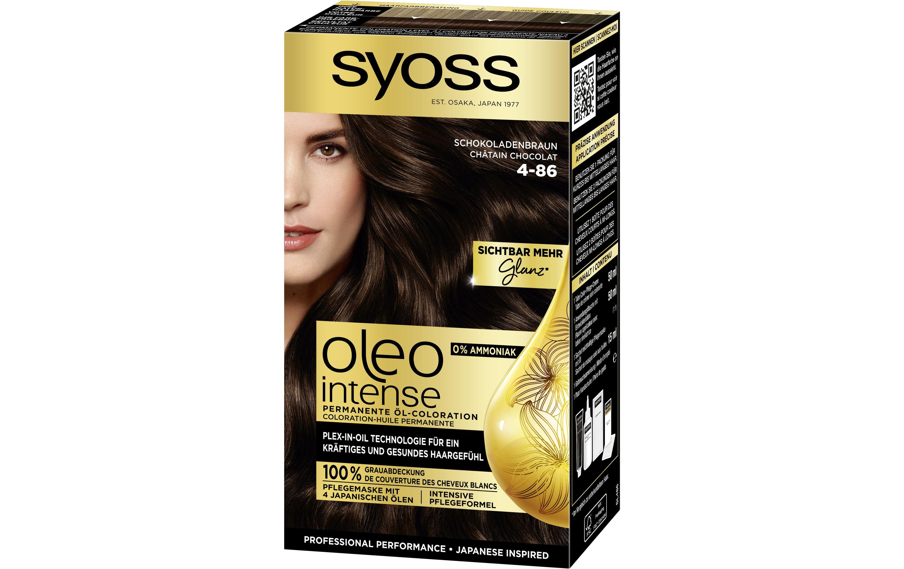 Haarcoloration Oleo Intense 4-86 SchokoladenbraunPermanente Haarfarbe für glänzendes, glattes und gesund aussehendes Haar