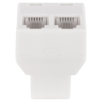 Q-Link telefoon split module RJ11 4 polig 1 female/2female wit