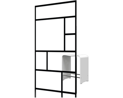 Douchedeur in nis met draaideur SCHULTE Alexa Style 2.0 Black Style ExpressPlus 80 cm profiel zwart glasdecor Atelier vuilafstotende glascoating