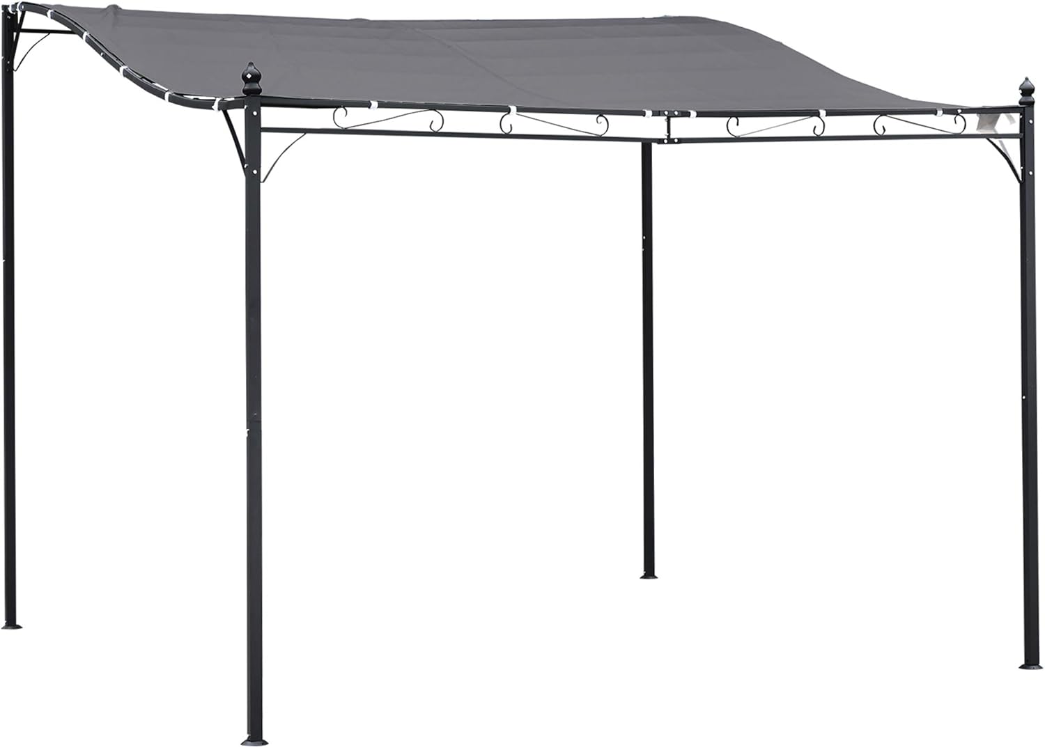 Outsunny Pergola Gartenpavillon Pavillon Überdachung Zelt Metall Grau 297x297cm