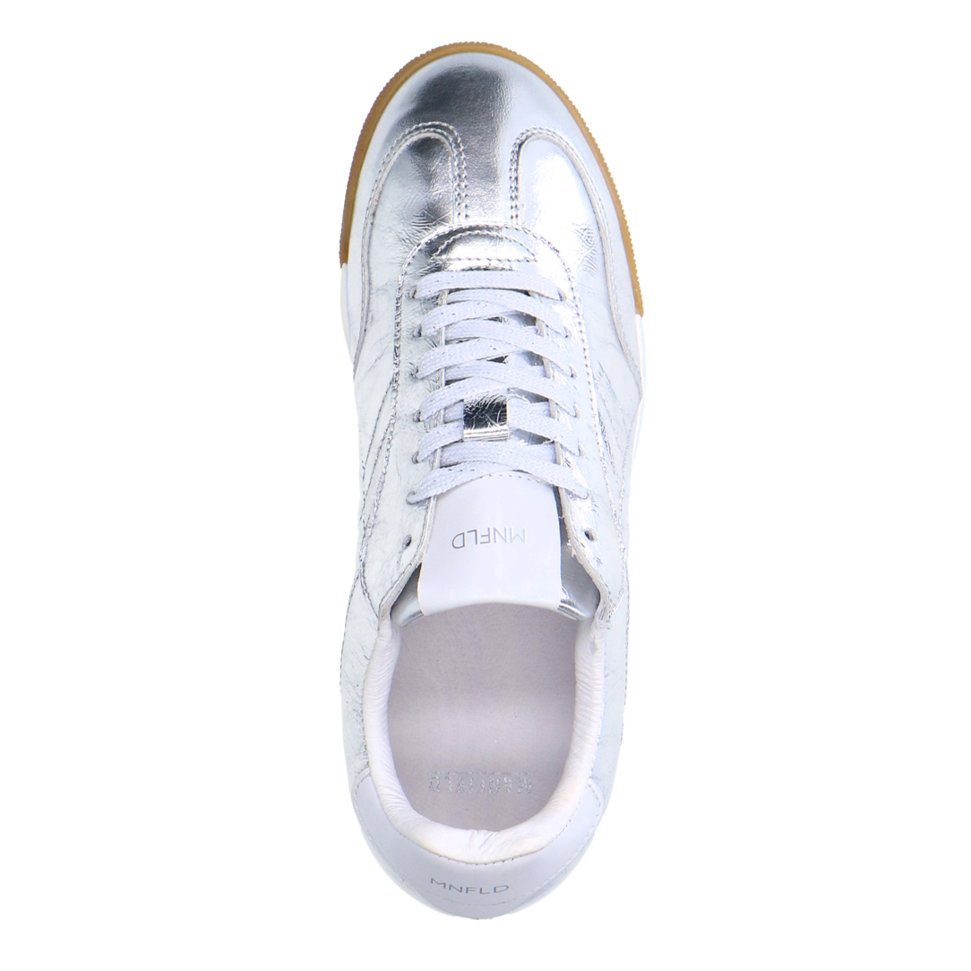 Zilveren leren metallic sneakers