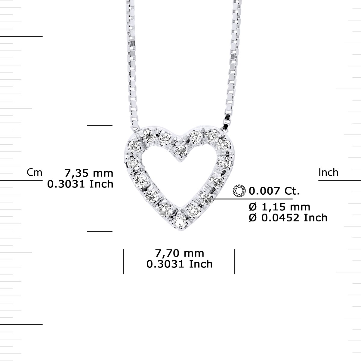 Collier HEART Diamants 0,070 Cts Or Blanc