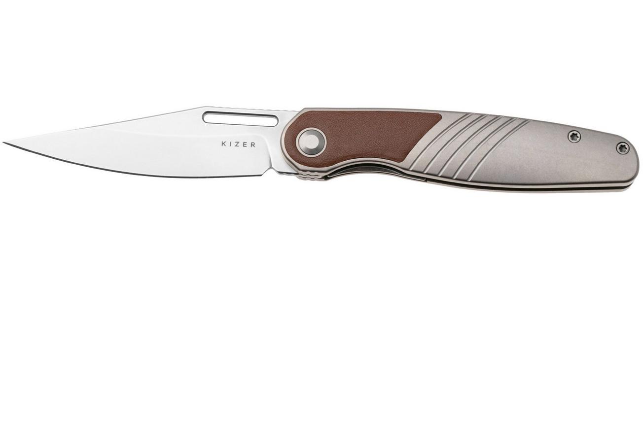 Kizer Raze KI3720A2 Bubble Stonewashed S45VN, Titanium Leather Inlay, zakmes, Mark Perez design