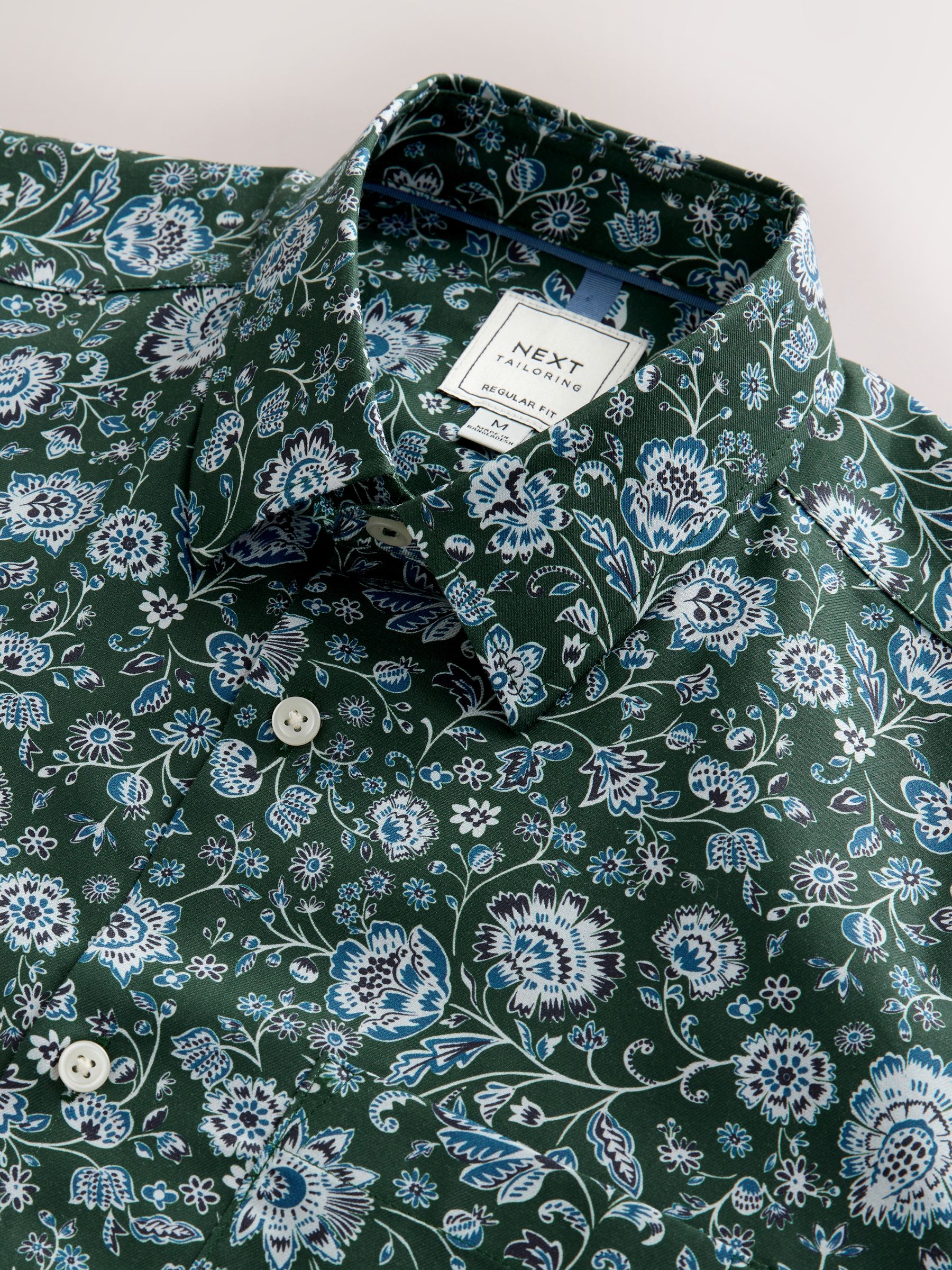 Dark Green Ditsy - Overhemd met lange mouwen en print