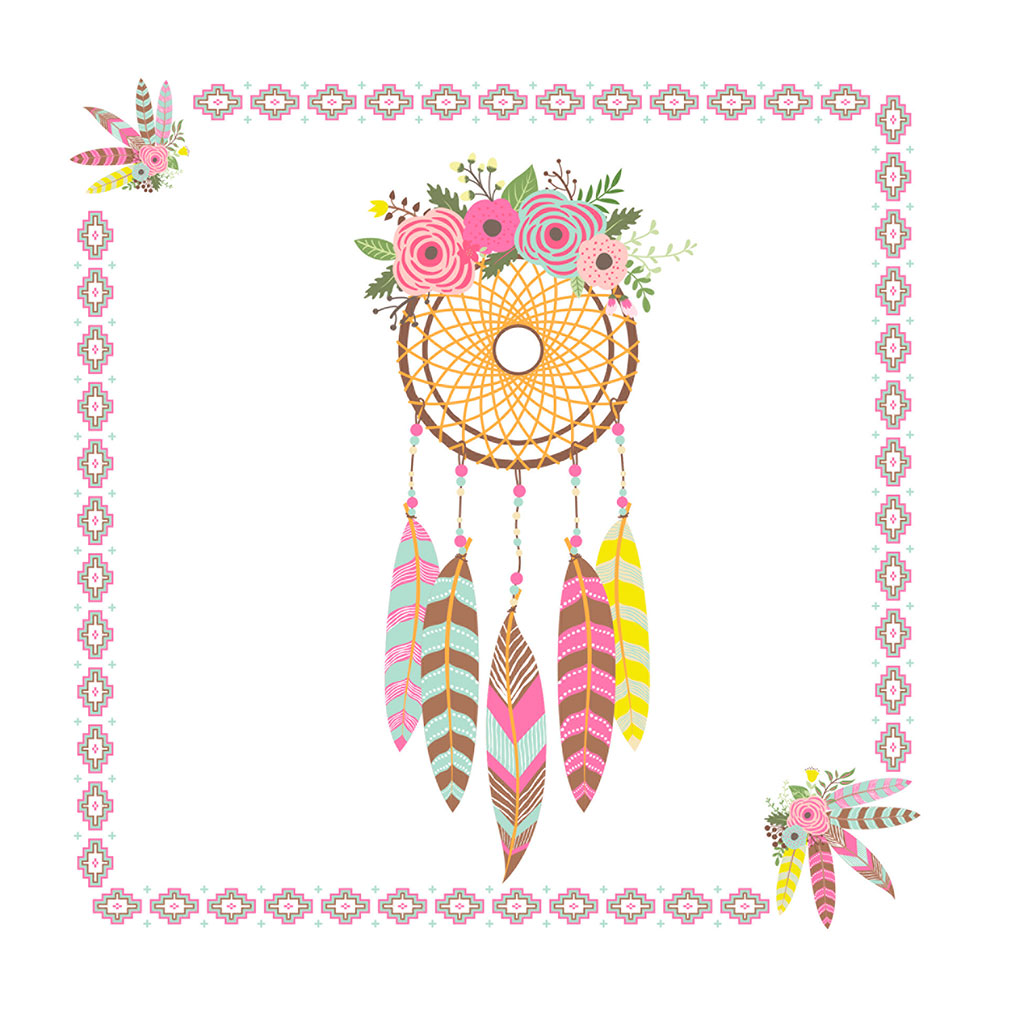 Lot de 20 serviettes papier imprimé attrapes-rêves 33x33cm