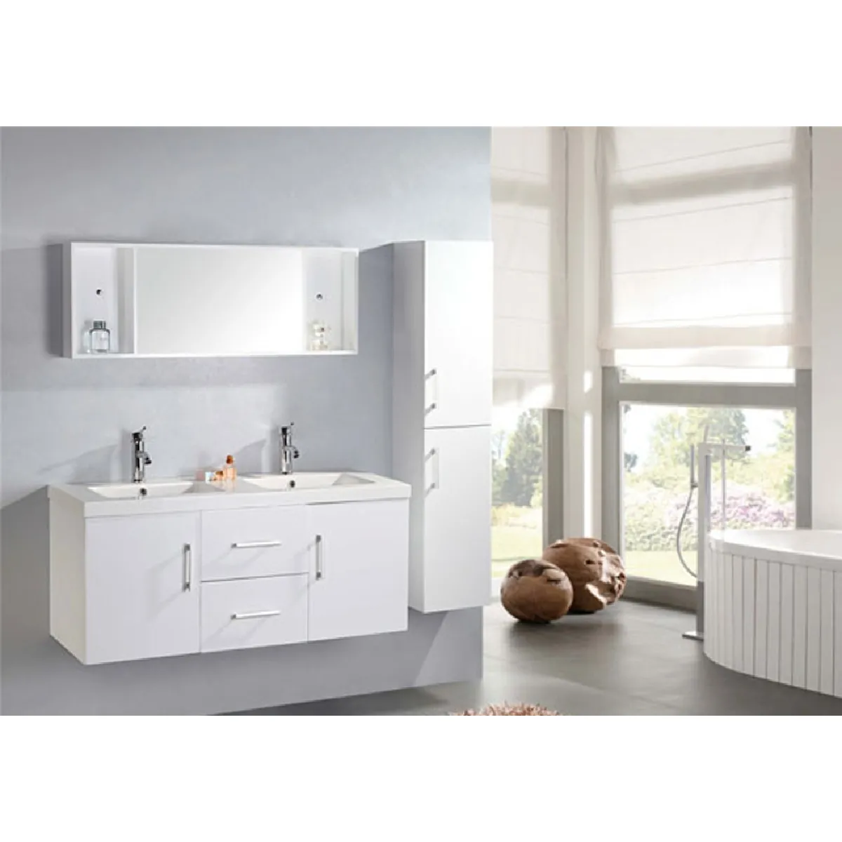 Simba Meuble salle bain double vasque - White Malibu