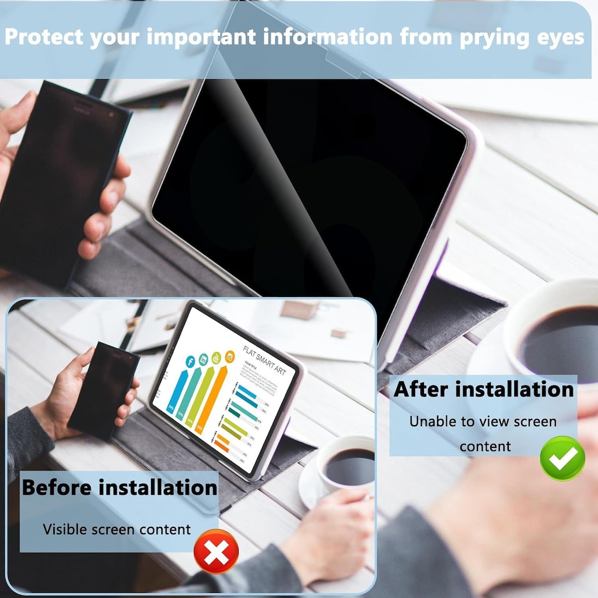 Skjermbeskytter for iPad Anti-Spy herdet glass iPad Pro 13 (2024)