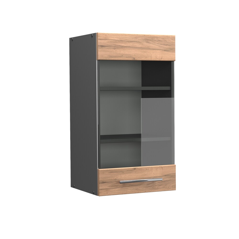 Vicco Hängeglasschrank Küchenschrank Küchenmöbel Fame-Line Anthrazit Eiche modern 40 cm Küche Einbauküche Hängeschrank Glasschrank Drehtür Einlegeboden Küchenzeile