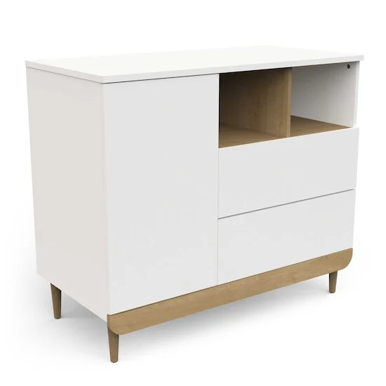 Scandinave Commode 1 porte + 2 tiroirs   Blanc        de               CBA Meubles