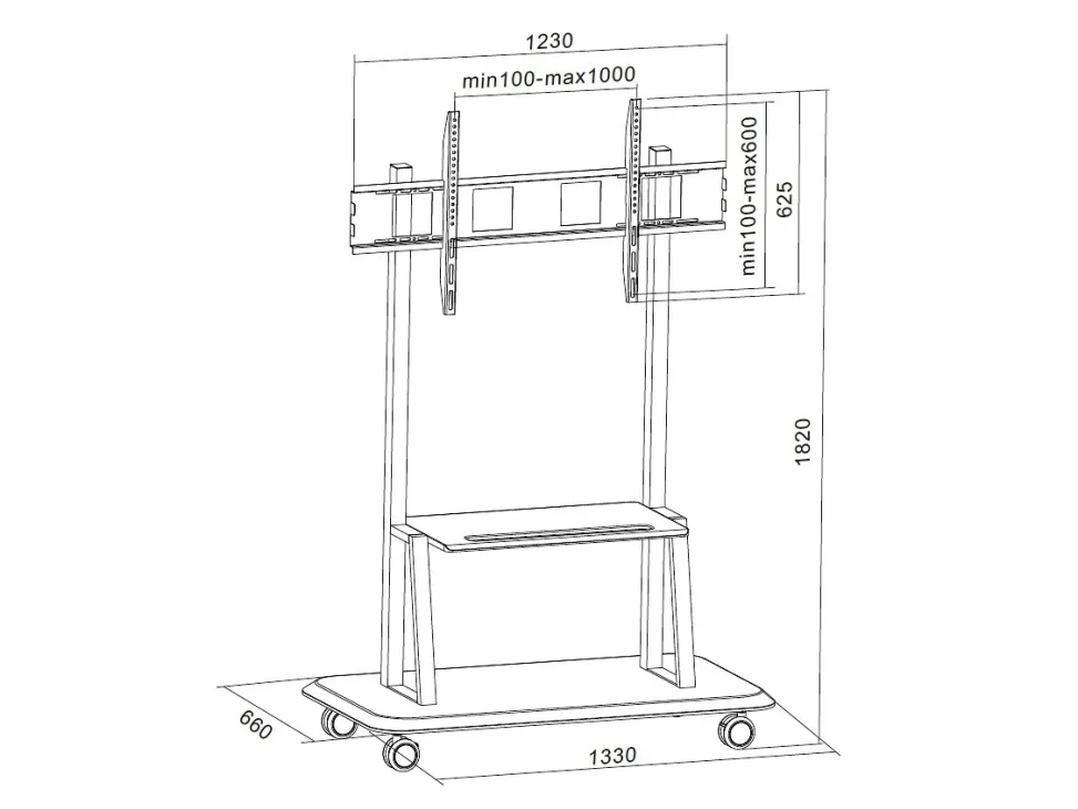 Techly ICA-TR31, 140 kg, 139,7 cm (55