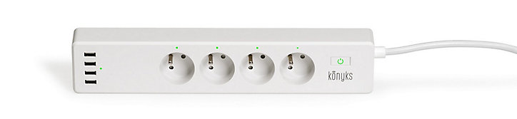 Multiprise connectée Wi-Fi 4 prises 220V + 4 USB 1.8m Konyks