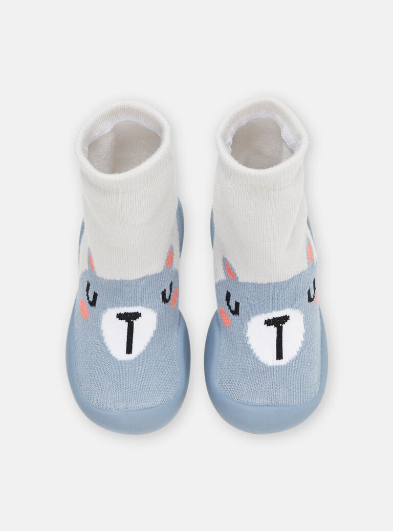 Chaussons chaussettes bleus à motif ours