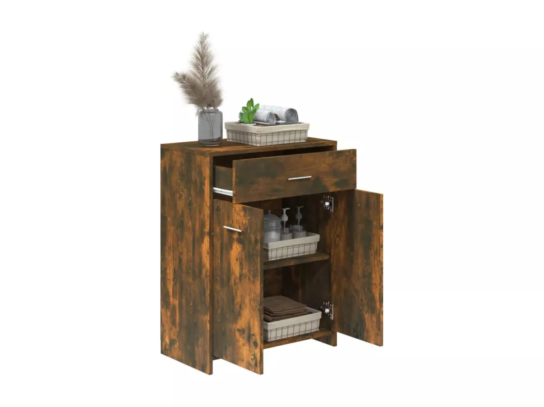 Armoire de bain Chêne fumé 60x33x80 cm Bois d'ingénierie