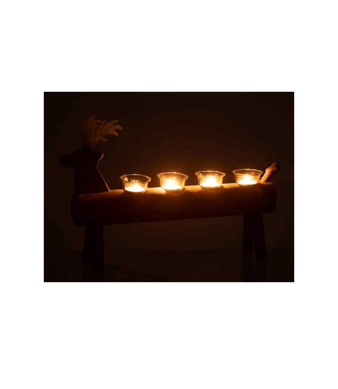 Paris Prix - Photophore 4 Supports En Bois cerf 47cm Marron