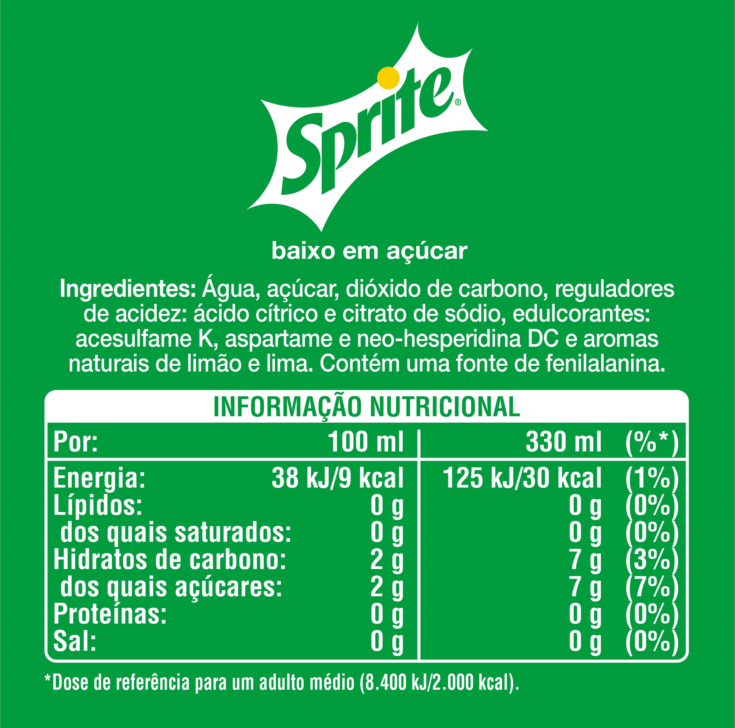 REFRIGERANTE COM GÁS SPRITE LATA 6X0.33L