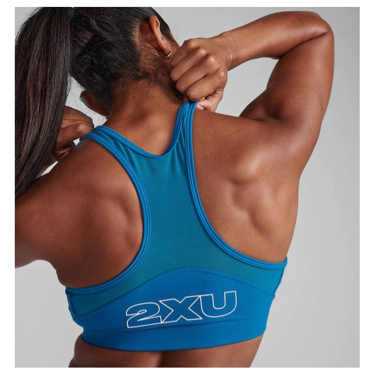 2XU Motion Zip Bra Seaport/White