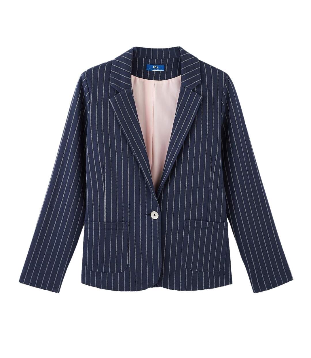 Veste de Blazer Marine à rayures Femme TBS Holga