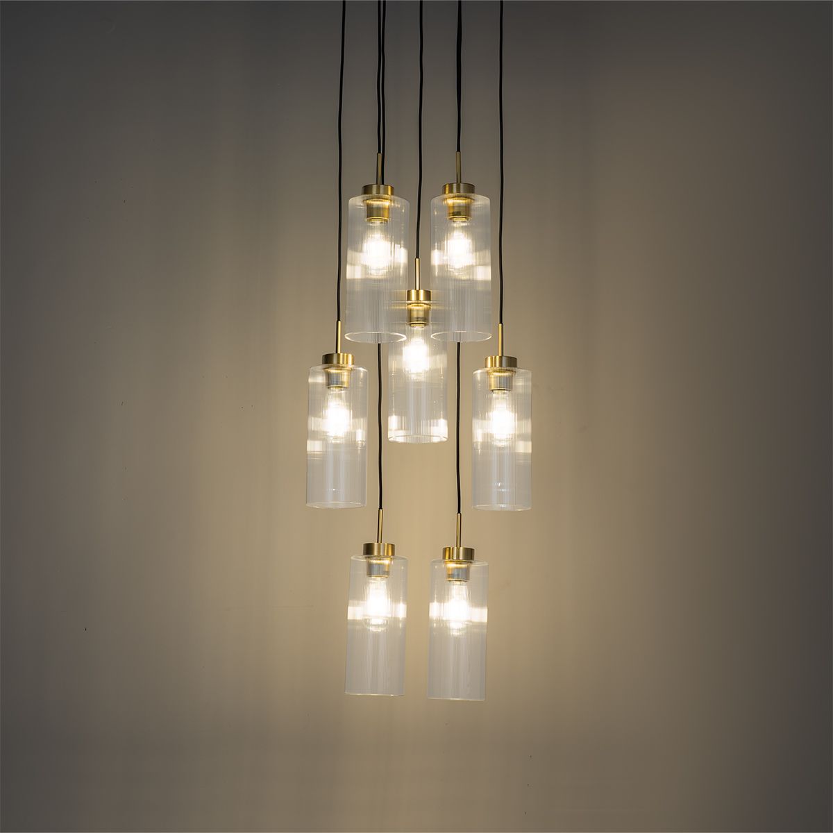 Art Deco hanglamp goud met glas 7-lichts - Laura