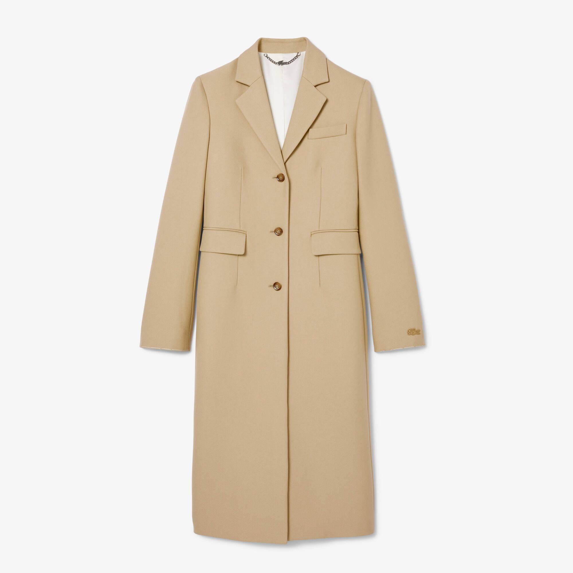 Manteau cintré en twill Défilé AH24 Beige