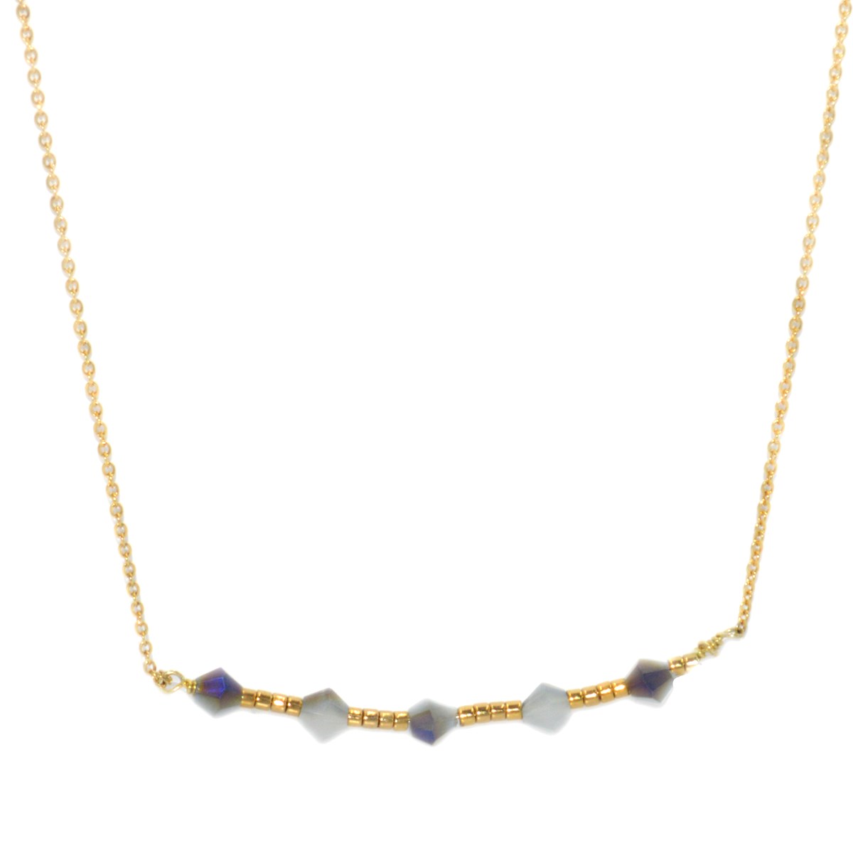 Sautoir  crystal -Perles miyuki-  Doré à l 'or fin