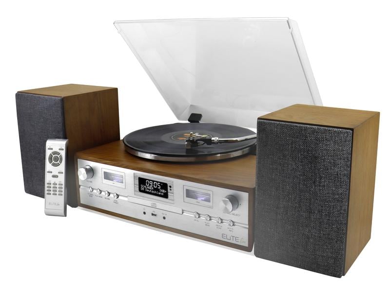 soundmaster Stereoanlage PL895 Braun Retro HiFi Anlage mit Plattenspieler, DAB /UKW, CD/MP3, USB, Bluetooth
