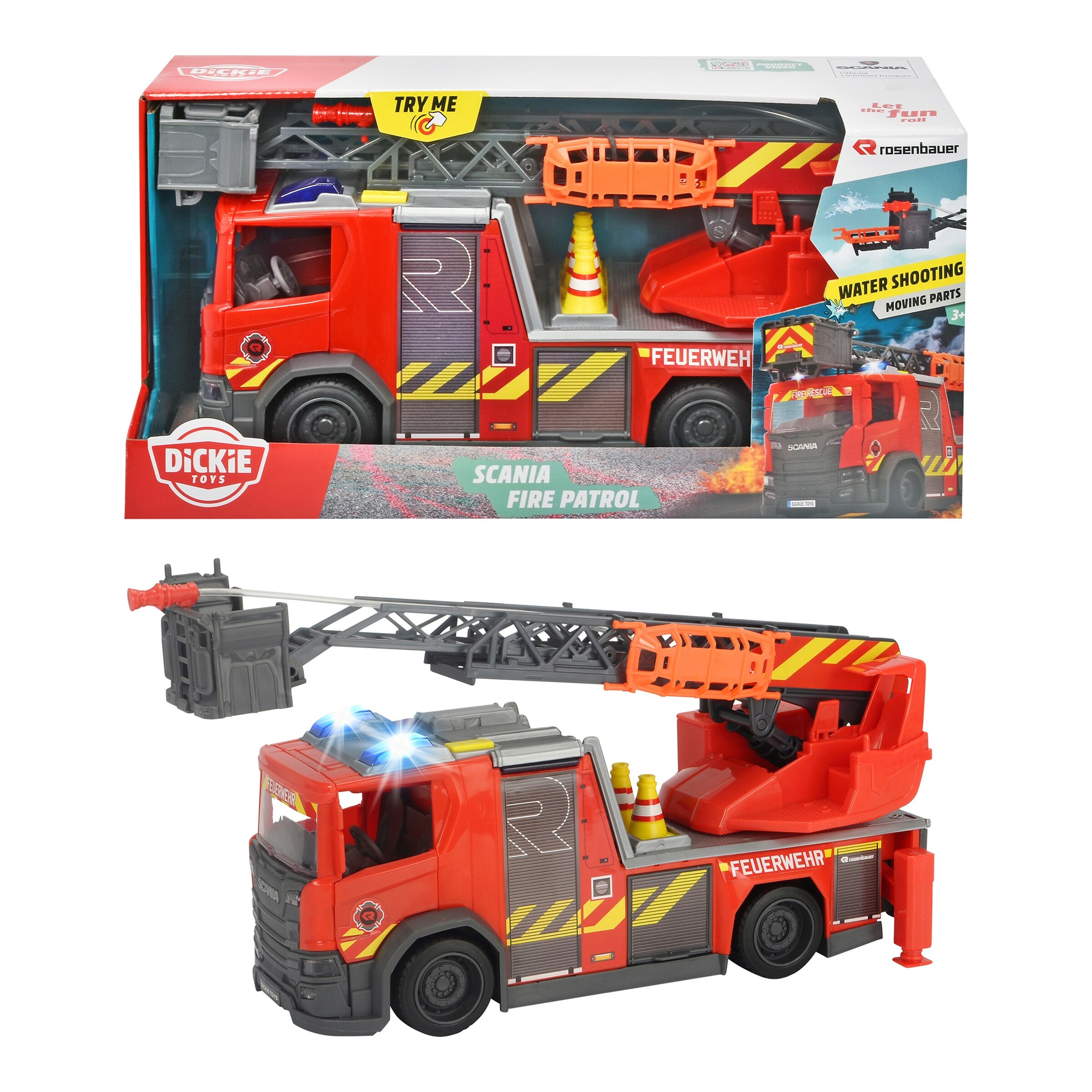 Dickie Toys Feuerwehr Scania mit Drehleiter