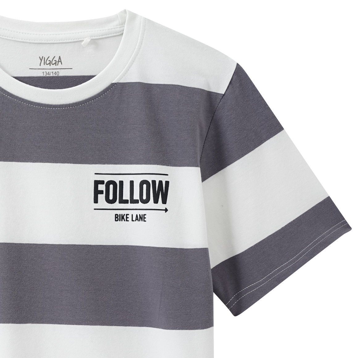 Yigga Jungen T-Shirt mit Streifen grau / weiss