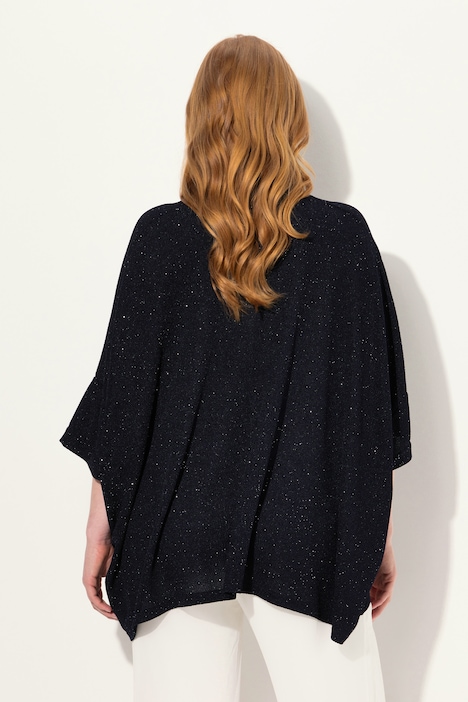 Shirt, oversized, Glitzer-Effekt, Rollkragen, Halbarm