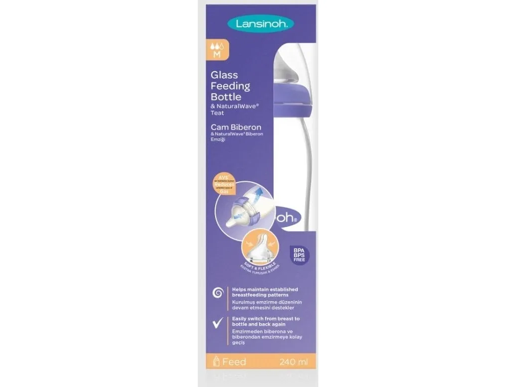 Lansinoh mOmma sutteflaske med sut, 240 ml