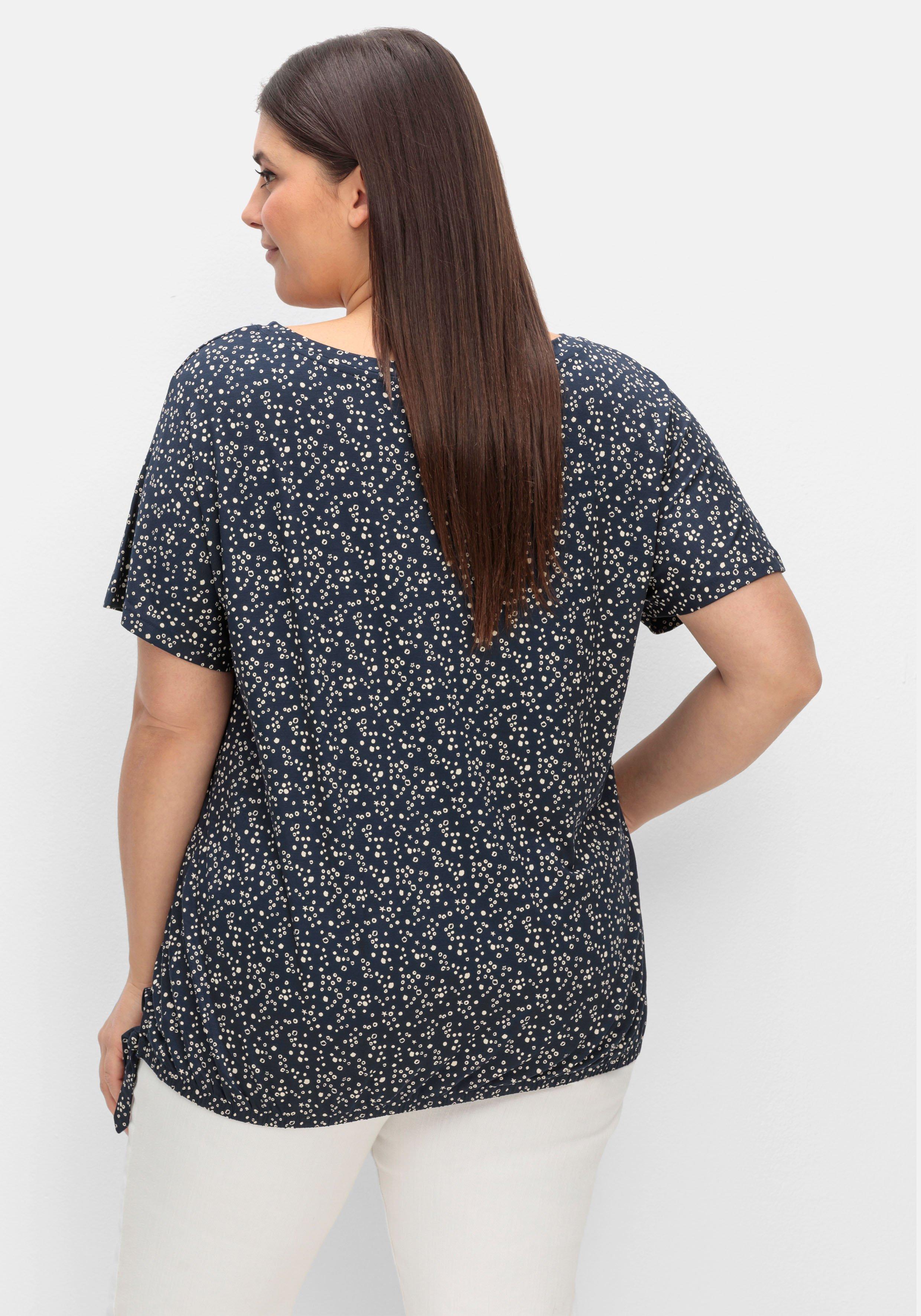 T-Shirt mit Gummizugbund und Knotendetail