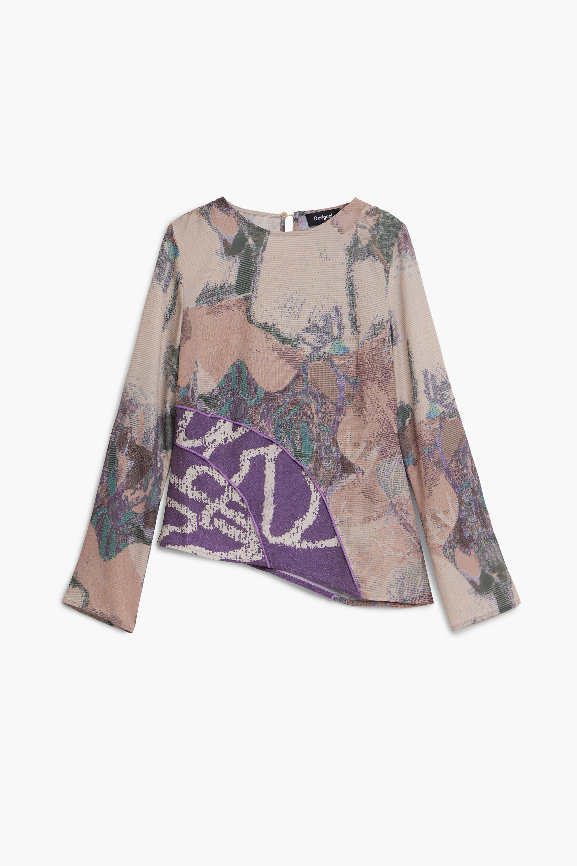 Camiseta estampada assimétrica