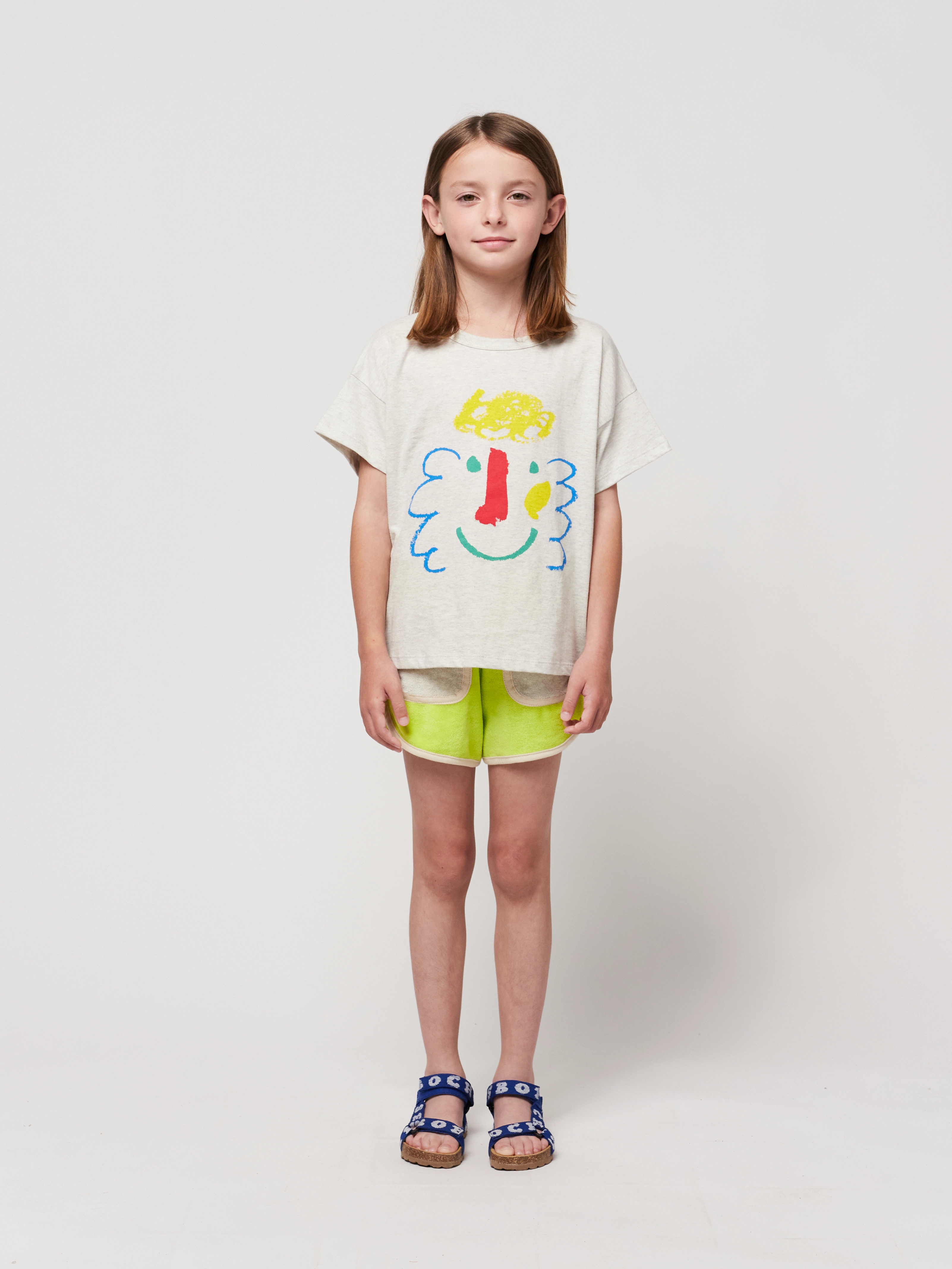 T-Shirt HAPPY MASK in light heather grey