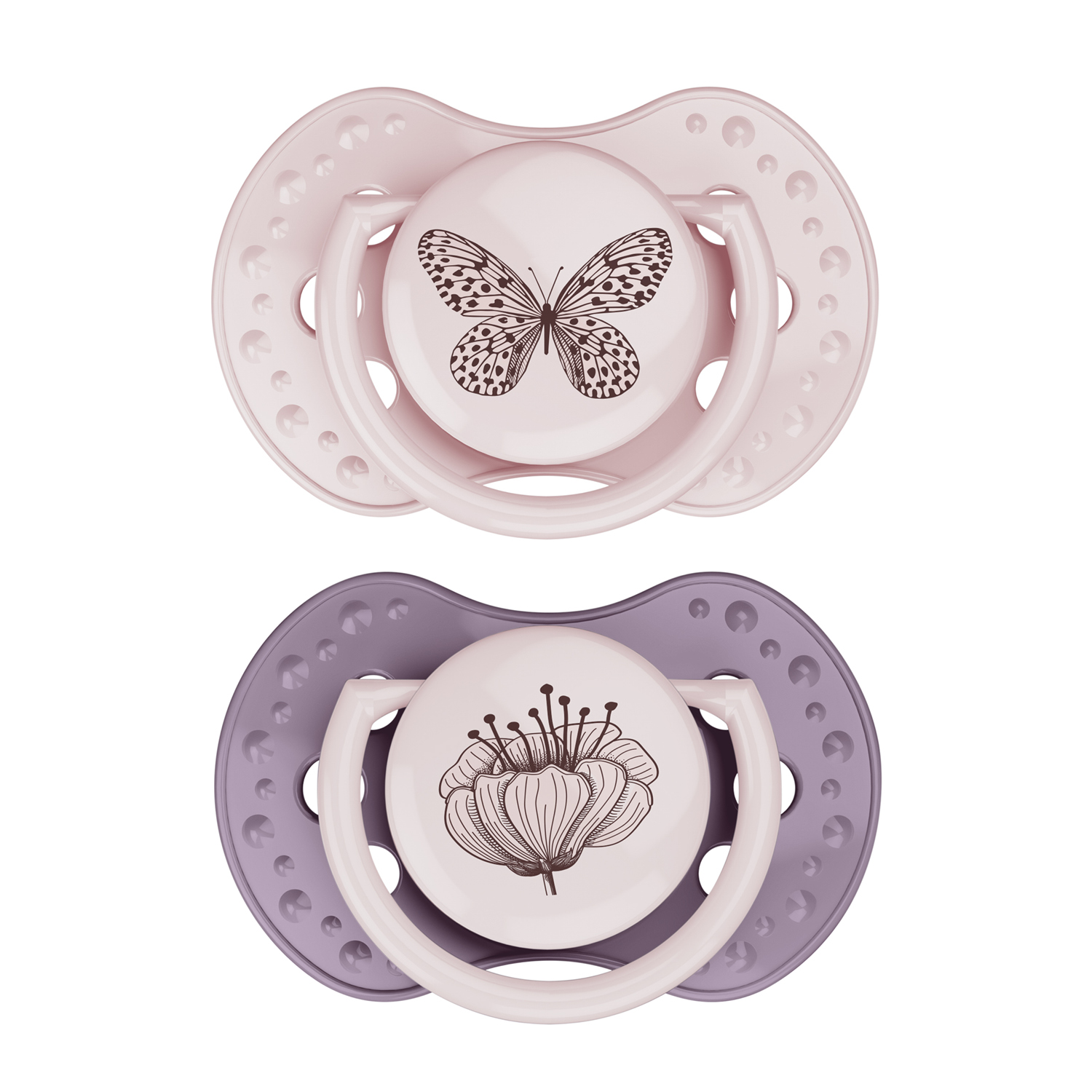 Difrax Fopspeen Dynamic 18+maand Botanic Pink/Purple (2 stuk)
