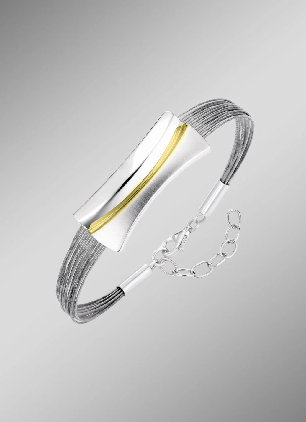 Moderne Garnitur in Bicolor aus Silber 925/- fein und Stahl