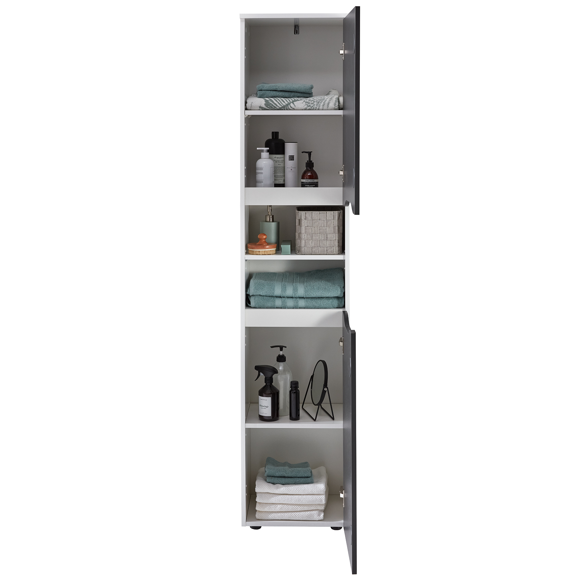 Hochschrank - weiß - anthrazit - Soft-Close - 40 cm