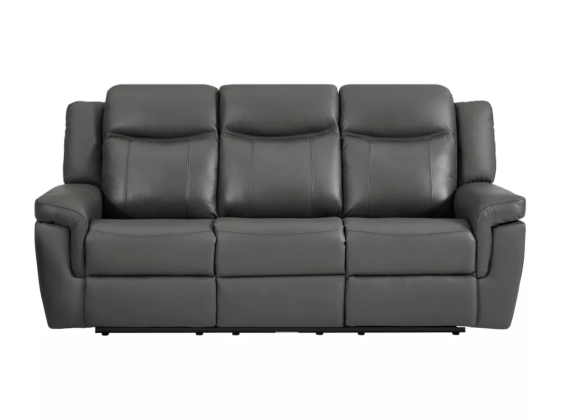 Canapé 3 places et un fauteuil relax électrique en cuir KENNETH - Gris