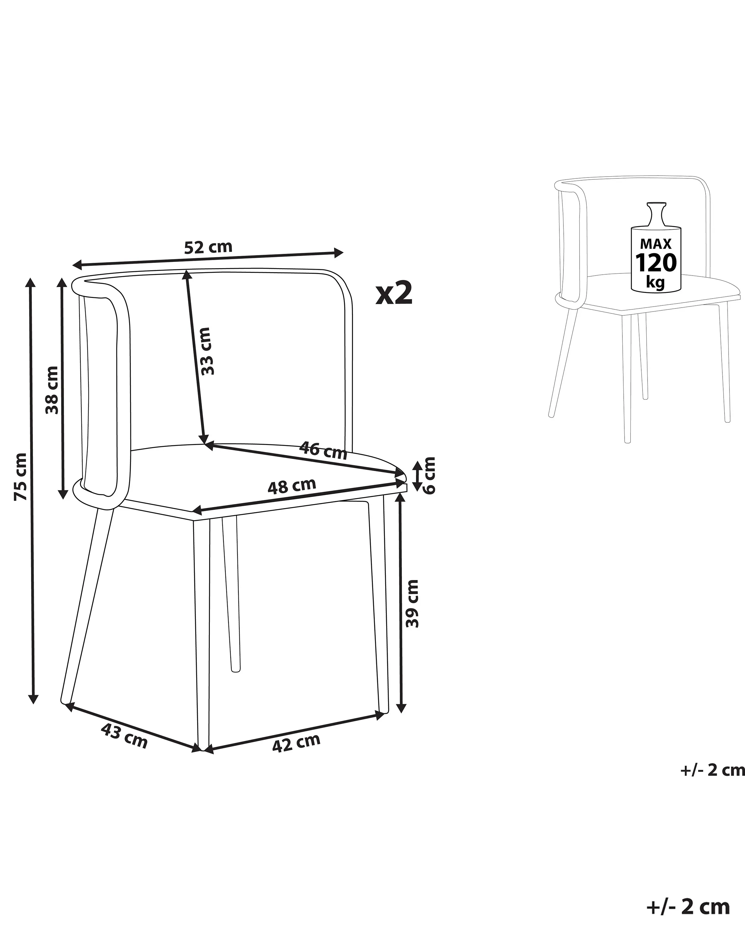 Set van 2 eetkamerstoelen KOBUK Metaal Zwart