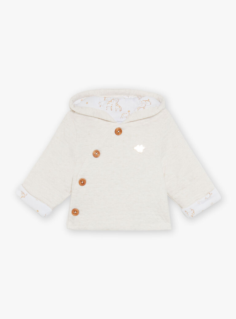 Veste de naissance à capuche en tubique écrue