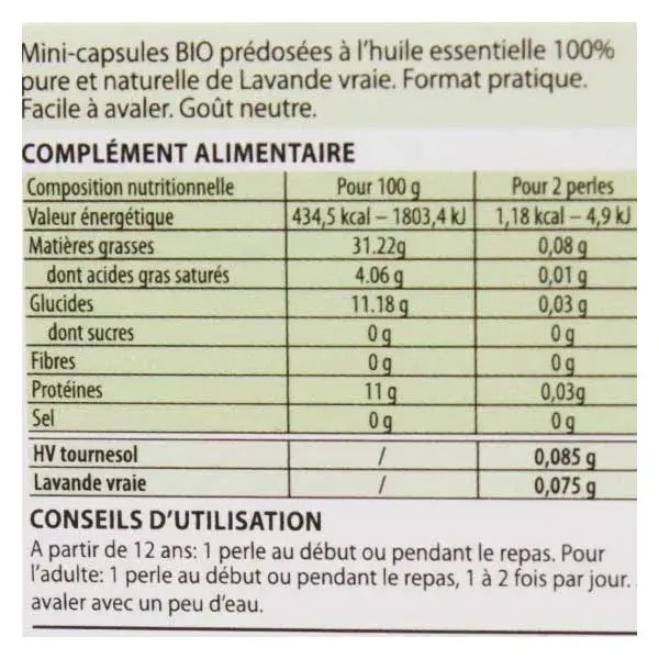 Pérolas de Óleo Essencial de Lavanda Orgânica Verdadeira Pranarom - 60 unidades