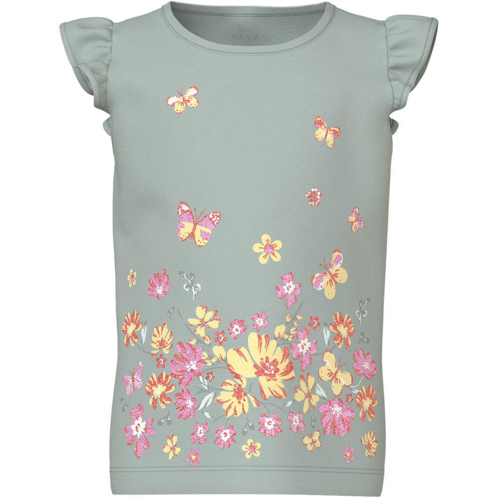 Køb Name It Aqua Gray Yellow Flower Vayana Capsl Top