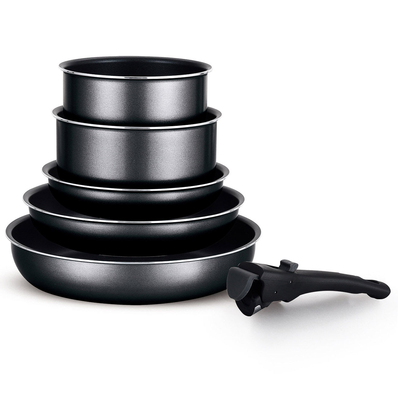 Kitchencook Batterie de cuisine noire - 6 pièces