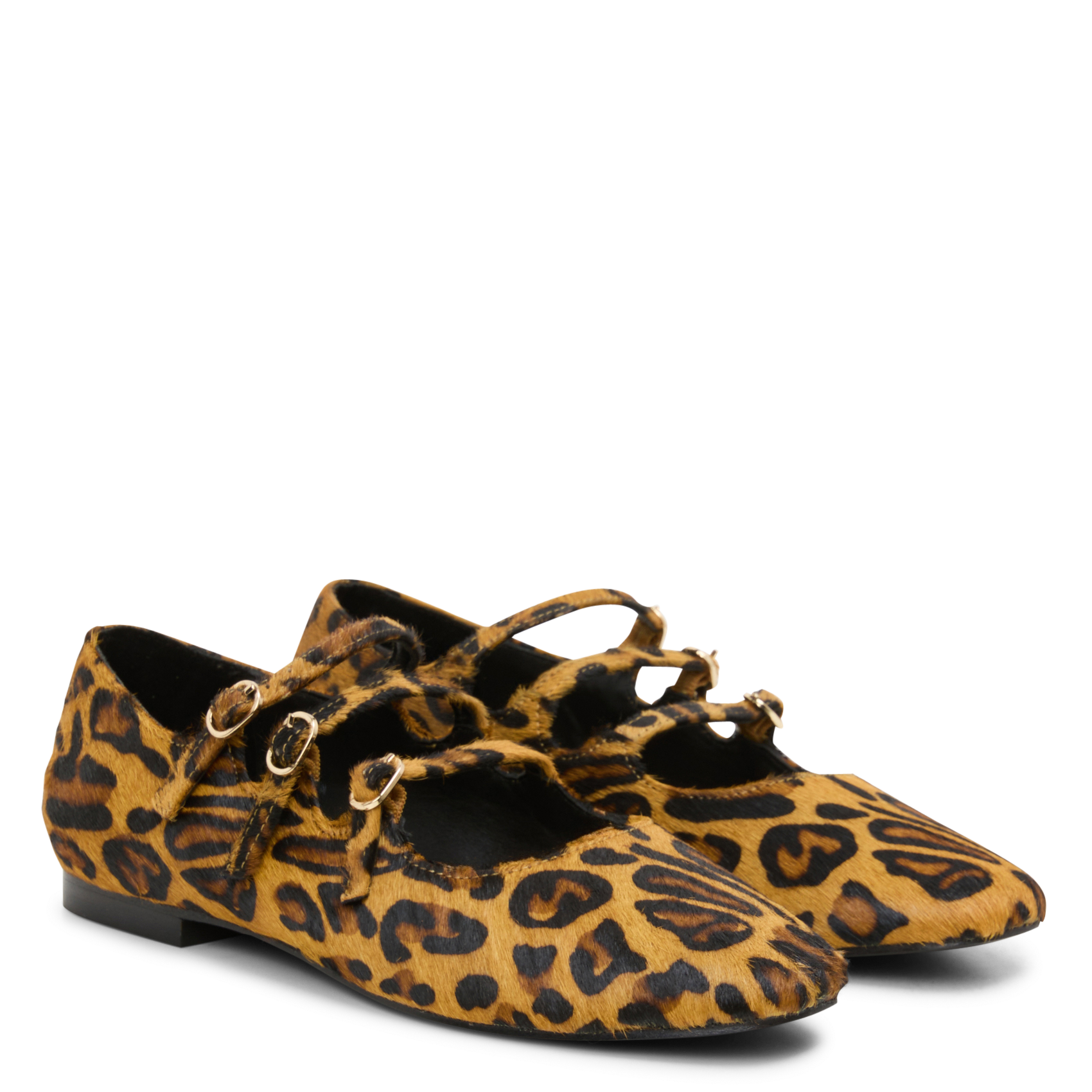 CAMILLE - Ballerines en cuir imprimé léopard | Multicolore