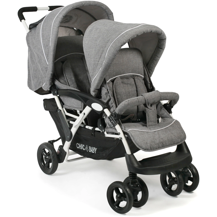 CHIC 4 BABY Geschwisterwagen DUO Melange grau-weiß