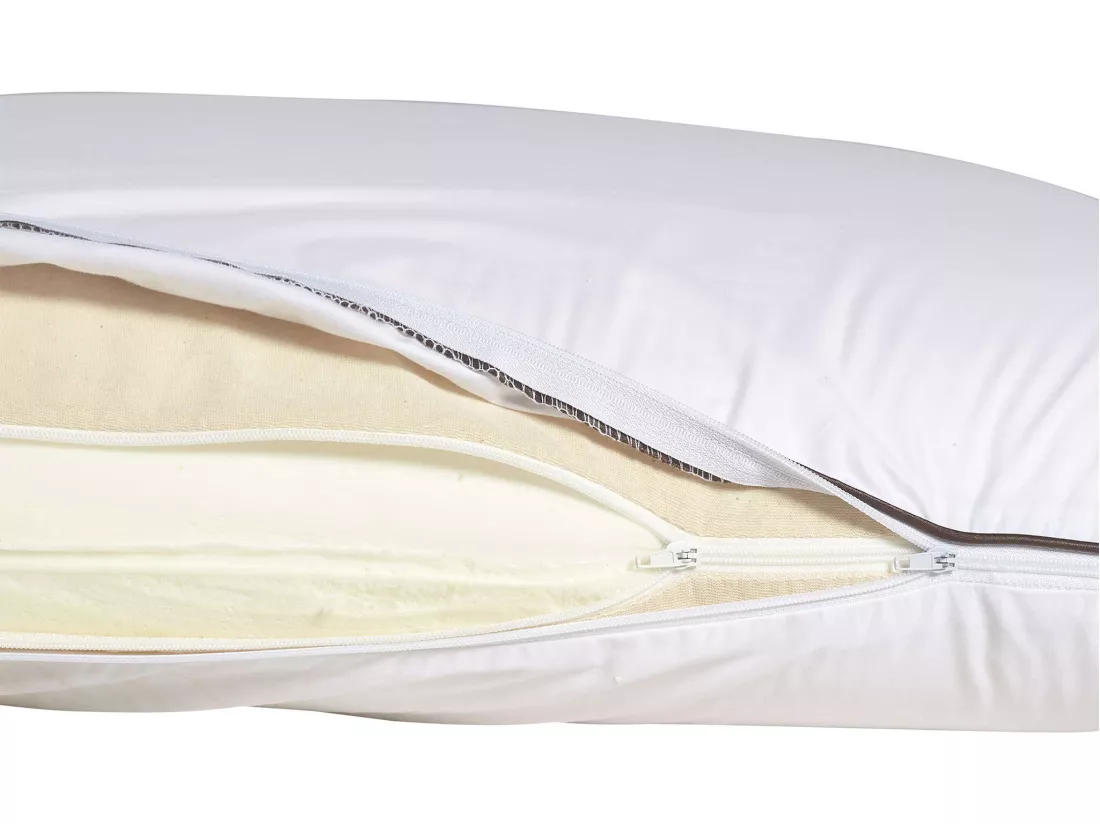 Lot de 2 oreillers mousse mémoire végétale et taies d'oreillers percale Someo 60x60
