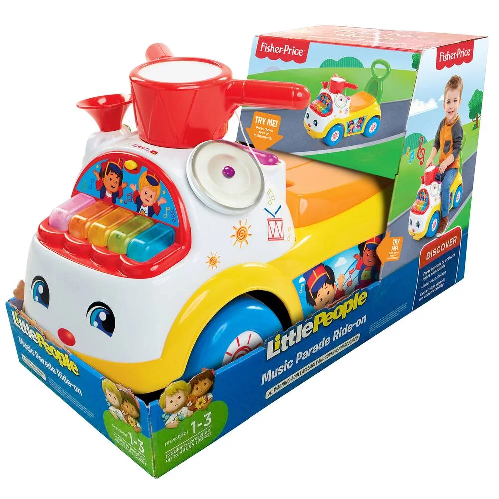 FISHER PRICE LITTLE PEOPLE - PORTEUR FISHER PRICE MUSIC PARADE JAUNE