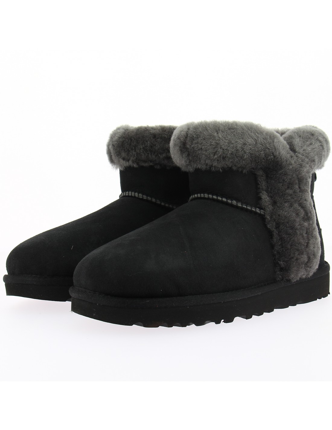 ugg boots femme classic mini heritage fluff daim noir