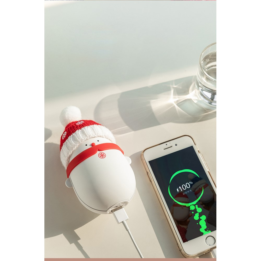 (10W) 10000mAh 2in1 USB A Powerbank Ladegerät   Handwärmer - Schneemann
