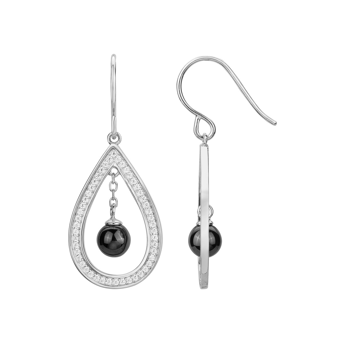 Boucles d'oreilles pendantes en Argent avec oxyde de zirconium blanc