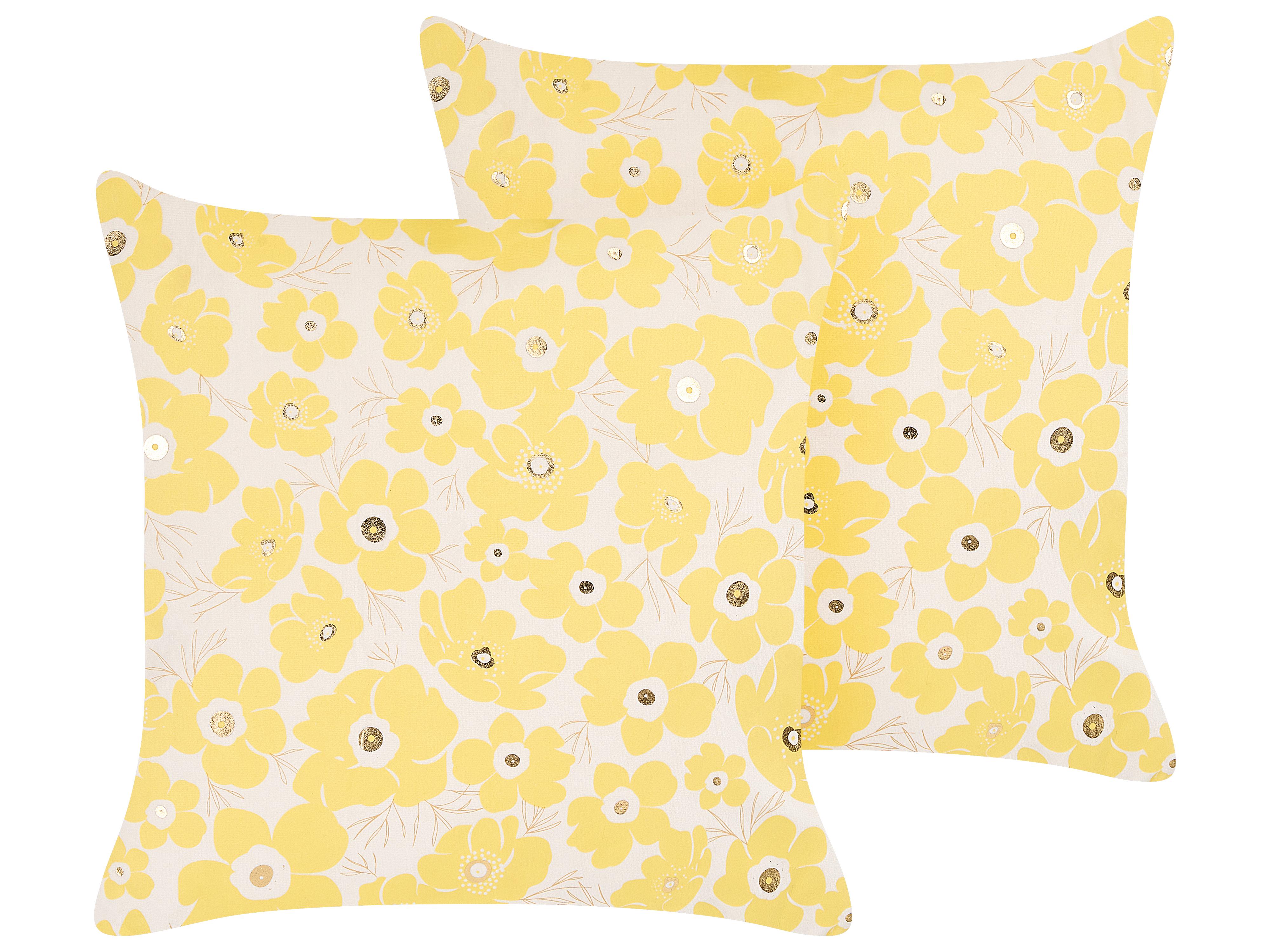 Set van 2 sierkussens TRITELEIA Fluweel 45 x 45 cm Geel bloempatroon
